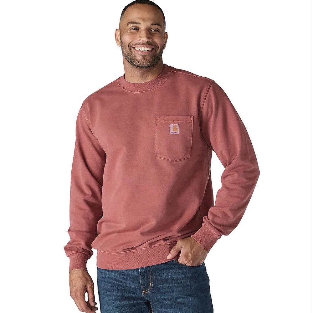 Carhartt Men’s Rose Rust Pocket Crewneck Sweatshirt